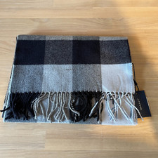 GANT Scarf Check Blue Grey Tassels Unisex RRP £60 New With Tags