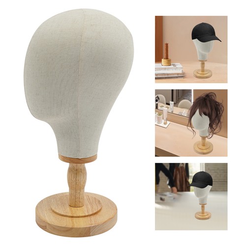 Wig stand holder beige linen - wig,