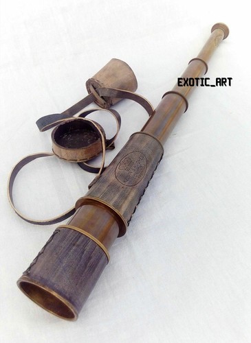 Antique brass spyglass leather - antique,