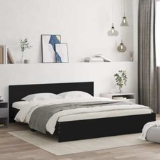 Bed Frame with Headboard Black 180x200 cm Super King Size vidaXL