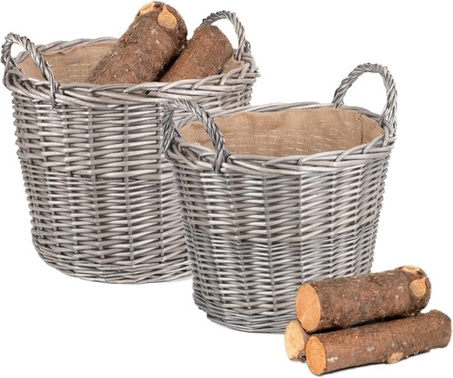 Wicker log basket set with - wicker,