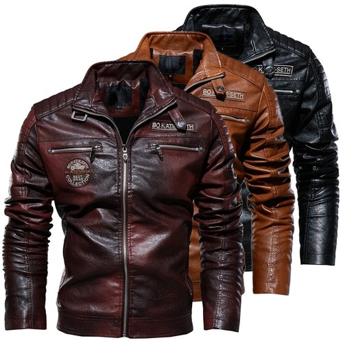 Mens leather casual - casual, biker
