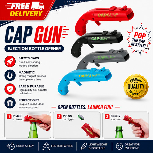 Creative cap gun bottle - bottle, opener
