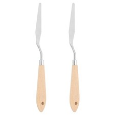 2 Pcs No.11 16mm Stainless Steel Palette Knife with Wood Handle, Brown