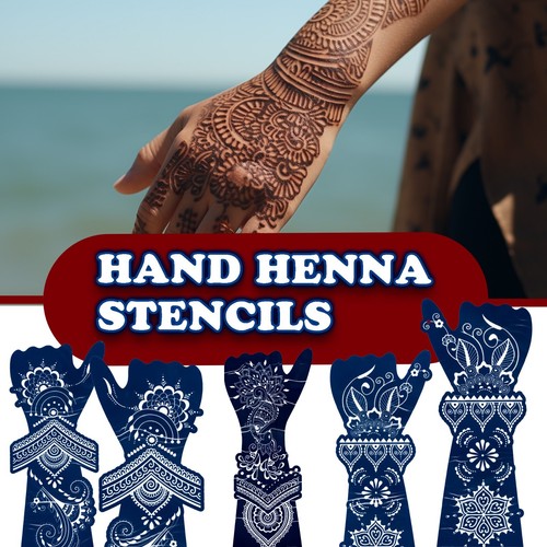 Large india henna stencil - large,