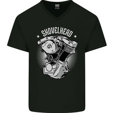 Shovelhead Motorcycle Engine Biker Mens V-Neck Cotton T-Shirt