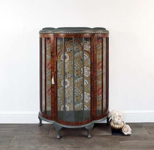 Wooden green display cabinet - green,