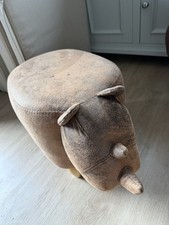 Footstool In Faux Leather In Brown Rhino Shape