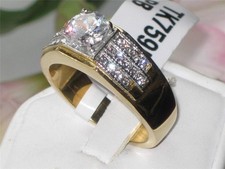 Mens gold ring cz signet pinky