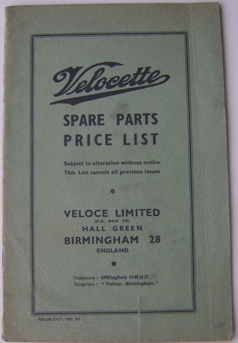 Velocette all models spare - all,