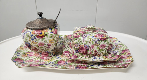 Vtg chintz butter dish royal - vtg,