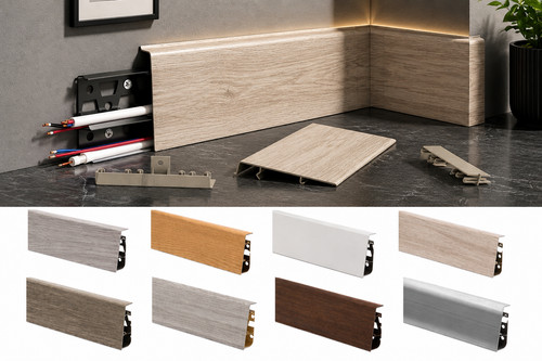 75mm pvc skirting - board, cable