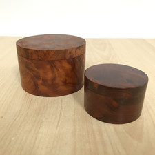 Thuya Burr Wood Lidded Pot x 2
