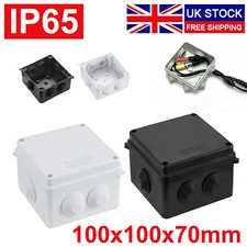 1-100 x White Black Adaptable Box Waterproof Junction Box 100 x 100 x 70mm IP65