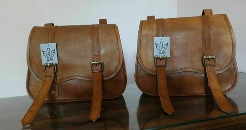 Leather motorcycle side bag - side,