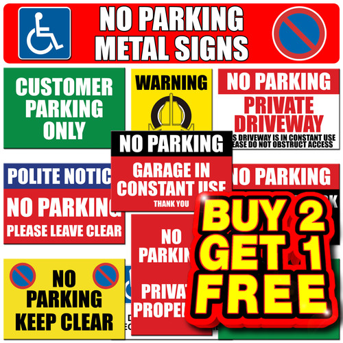 Parking metal signs drive - no,