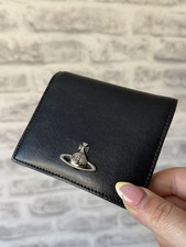 Vivienne Westwood Silver Orb Black Leather Bi Fold Wallet / Purse