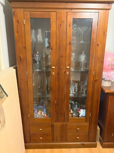 Dark oak glass cabinet - , &