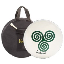 Bodhran 12" with Bag and Beater, Koda Irish Drum, NEWGRANGE SWIRL GREEN