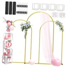 Metal Arch Backdrop Stand ,Set of 3 (7.2 ft/6.6 ft/6 ft) Square Wedding Arch 