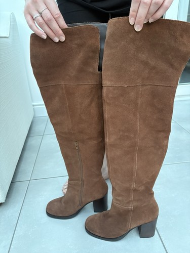Women brown suede thigh - thigh, high