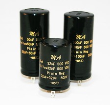 100+100uf, 50+50uf, 32+32uf, 16+16uf 500v Audio Electrolytic Double Capacitors