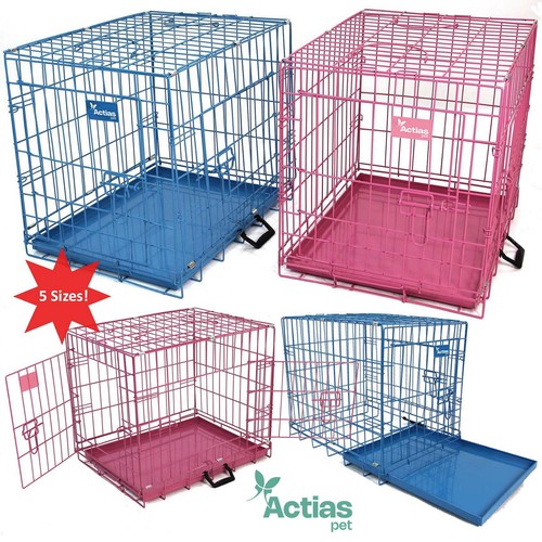 Pink blue dog cage puppy - pink,