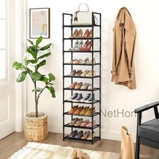 10 Tier Shoe Rack Tall Storage Shelf Unit Cabinet Organiser Footwear Stand UK