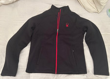 Spyder Constant Fleece Jacket Mens Black & Red Full Zip Front & Pockets -Medium