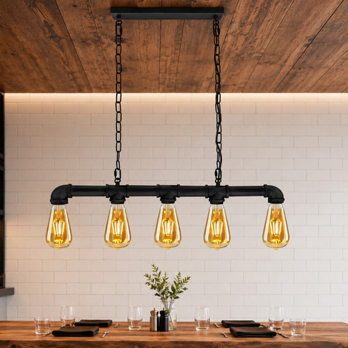 Industrial pipe chandelier - industrial, 5