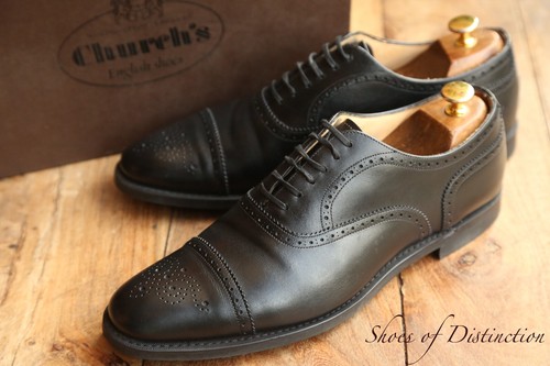 Church black leather oxford - black,