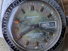 Vintage Wakmann Surf'n Ski Diver w/AS 1906 Mvmt,Runs Strong FOR PARTS/REPAIR