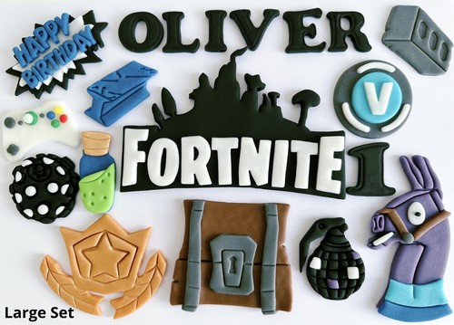 Edible fondant fortnite cake - edible,