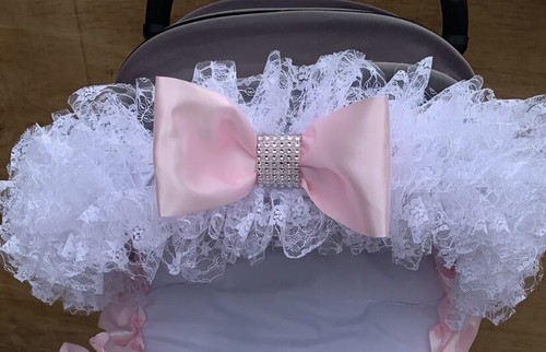 Pram pushchair white - white, frilly