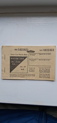 Vintage motor car fuel ration - fuel,