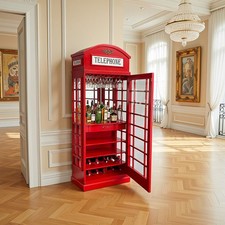 Drinks Cabinet, Home Bar , Iconic BT Telephone Box Style Bar in Pillar Post Red