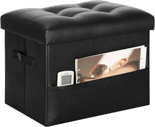 Black leather foldable - black,