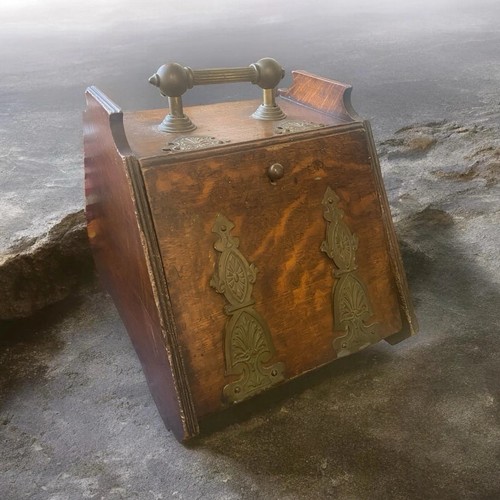 Antique oak coal box purdonium - antique,