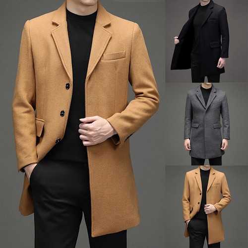 Men midlength woolen trench - men,