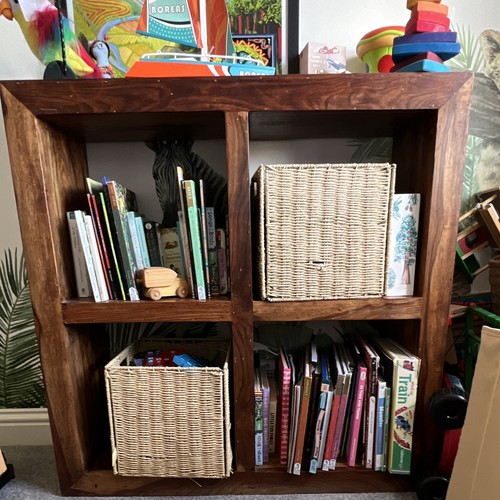 Vintage dark wood cube storage - vintage,