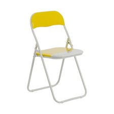 Folding Chairs Padded Faux Leather Studying Dining Office Chair Yellow White x1