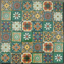 36 AUTHENTIC MEXICAN TILES Large BOTANICS MIX