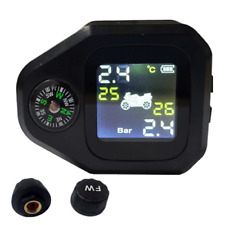 TPMS Motorcycle Tire Pressure Sensors Monitoring System LCD Digital With Compass
