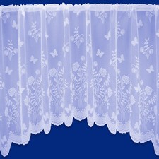 Jardiniere Arched Net Curtain Collection In White With Slot Top Heading 