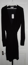 REISS BLACK GRACE WRAP  DRESS SIZE 16 BNWT £195