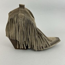 Ovye Dark Taupe Distressed Ankle Tassel Fringe Cowboy Western Boots EU37 UK4