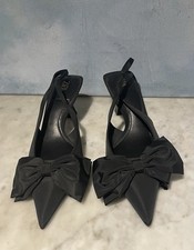 Zara Butterfly Bow Satin Sling-back Shoes. Black 39. Unworn.