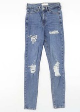 Topshop Womens Blue Cotton Blend Skinny Jeans Size W26 L32