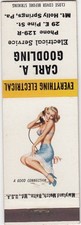 Carl Goodling Electric~Mt. Holly Springs Pennsylvania~VTG Pin-Up Matchbook Cover