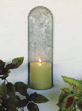 Wall Hung Pillar Candle Wall Sconce, Rustic Grey Zinc Metal Candle Holder